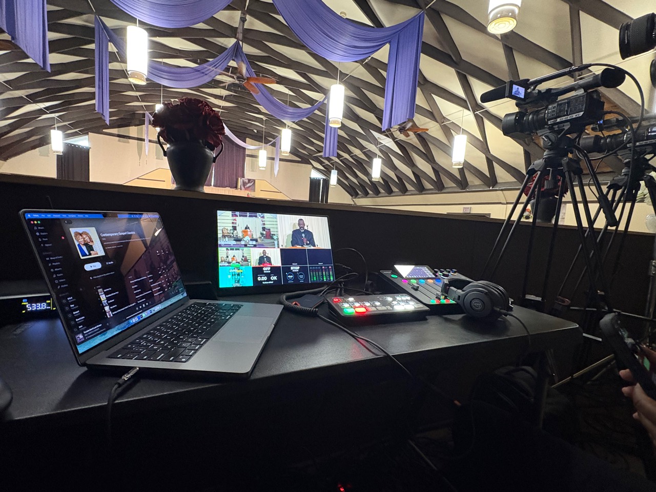 New Sound multi-camera video production control position with switching and monitoring
